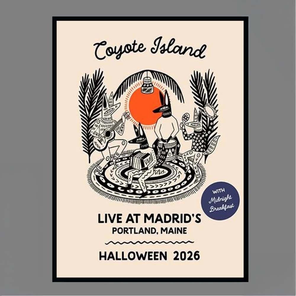 Coyote Island Live at Madrids Portland Maine Halloween 2026 Concert Poster