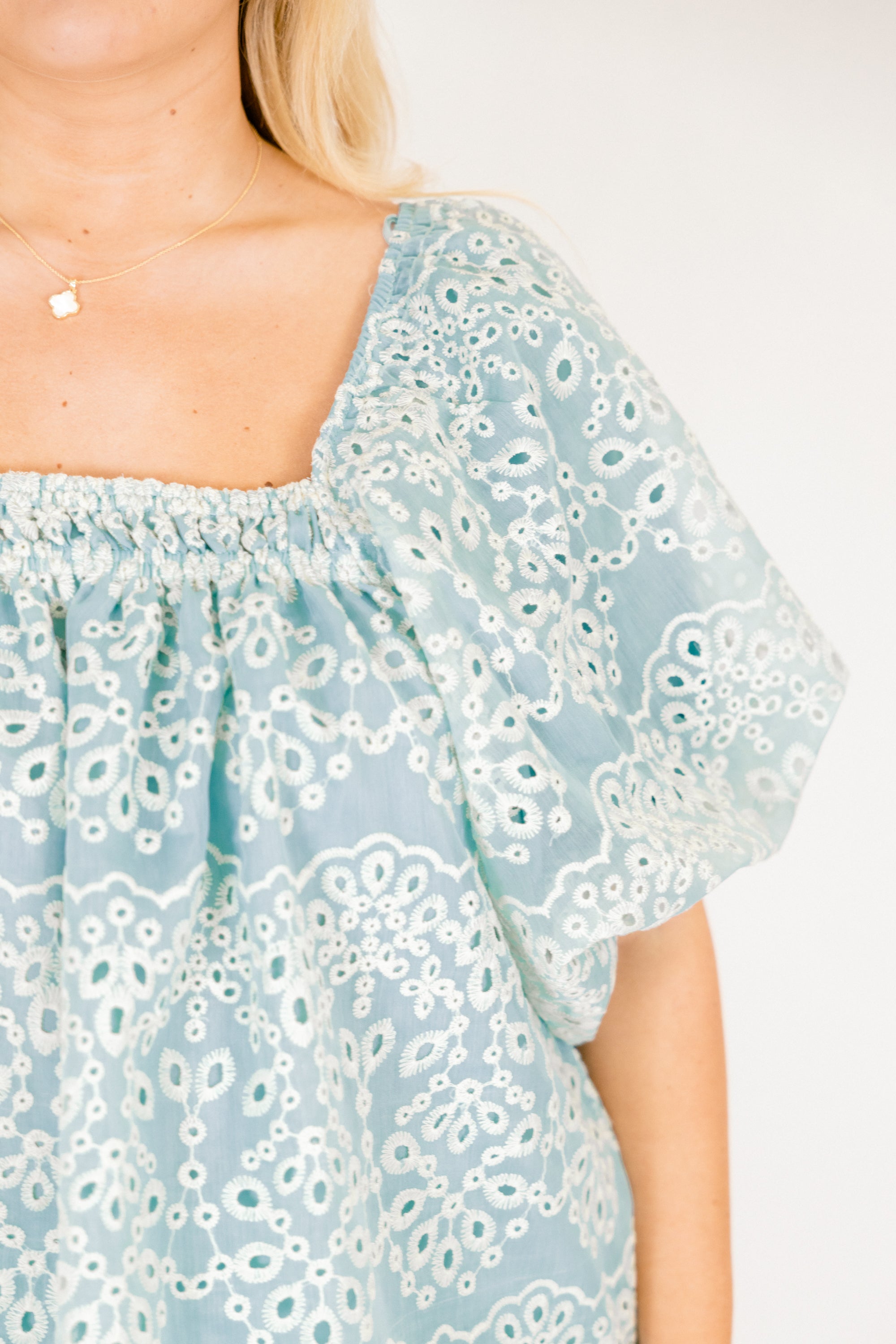 Cozy Love Top, Teal Eyelet 5 Cozy Love Top, Teal Eyelet - Image 5