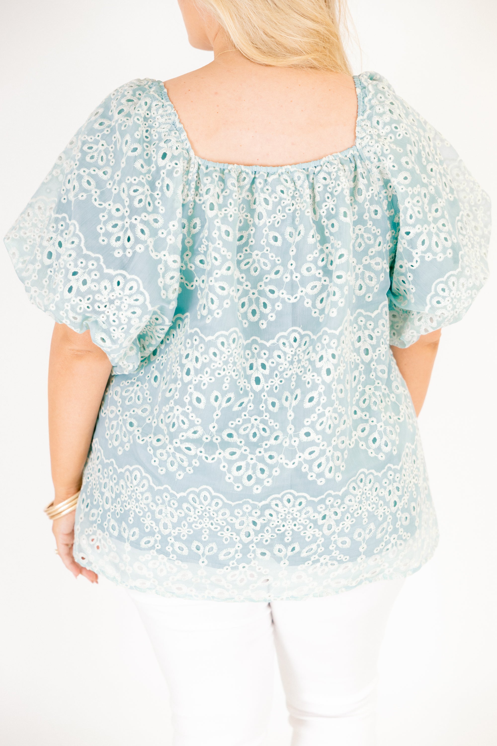 Cozy Love Top, Teal Eyelet 7 Cozy Love Top, Teal Eyelet - Image 7