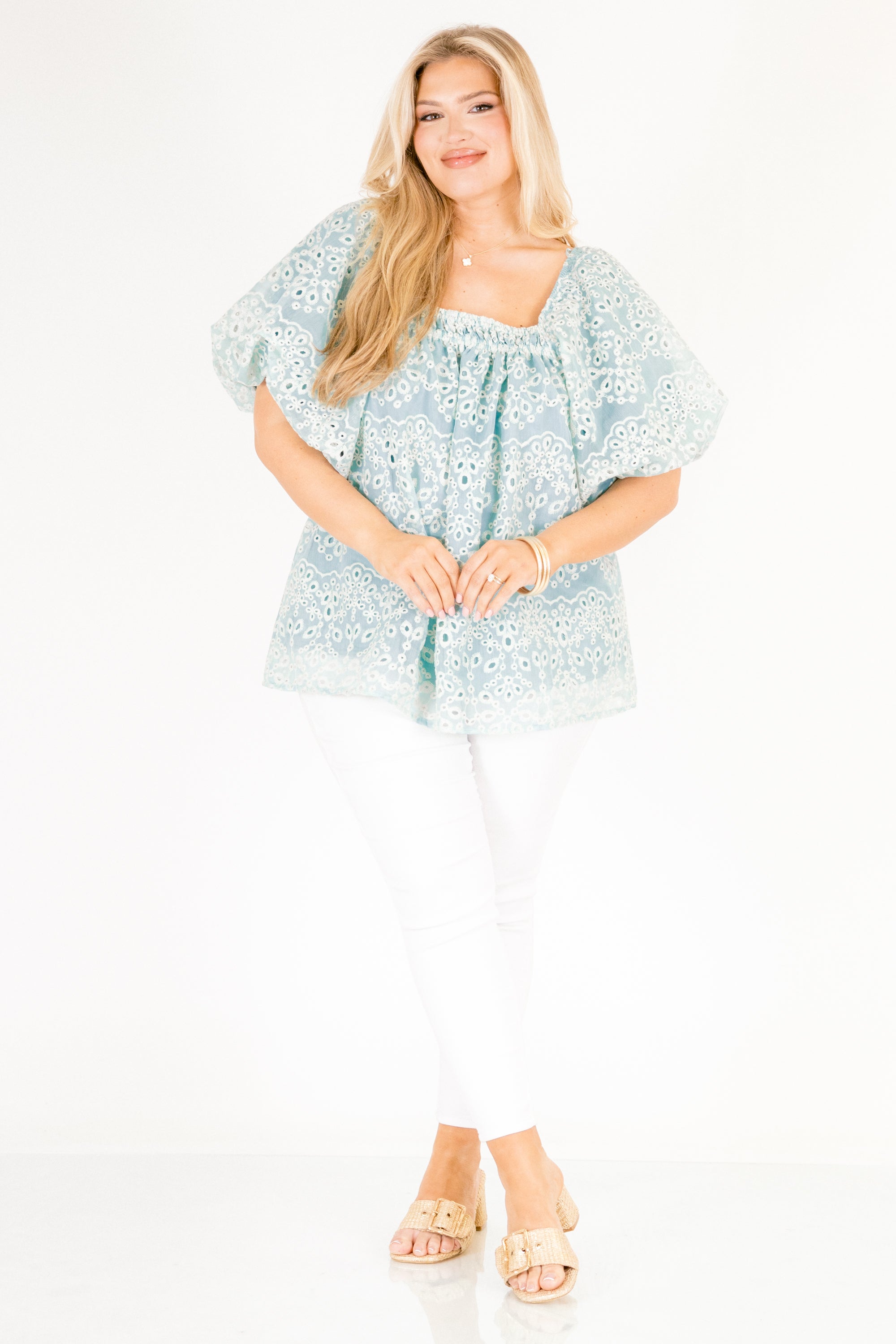 Cozy Love Top, Teal Eyelet 3 Cozy Love Top, Teal Eyelet - Image 3