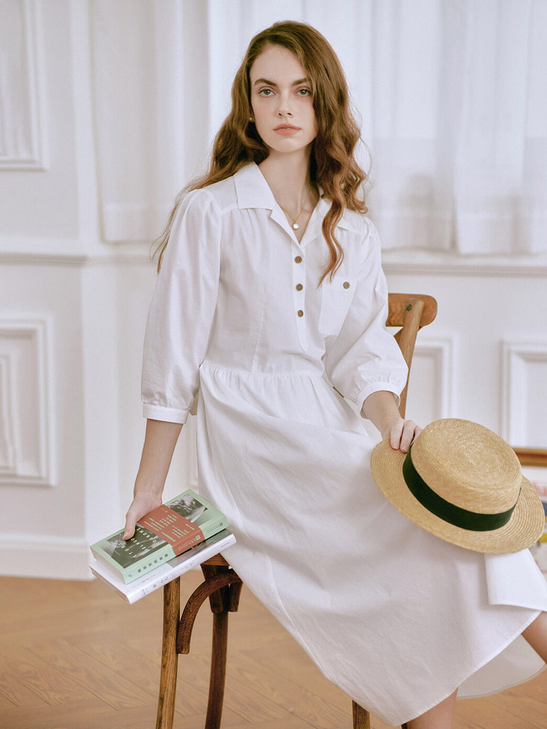 Crisp White Cotton Button Front Lapel Dress Good Stylists Labyrinth Silhouette