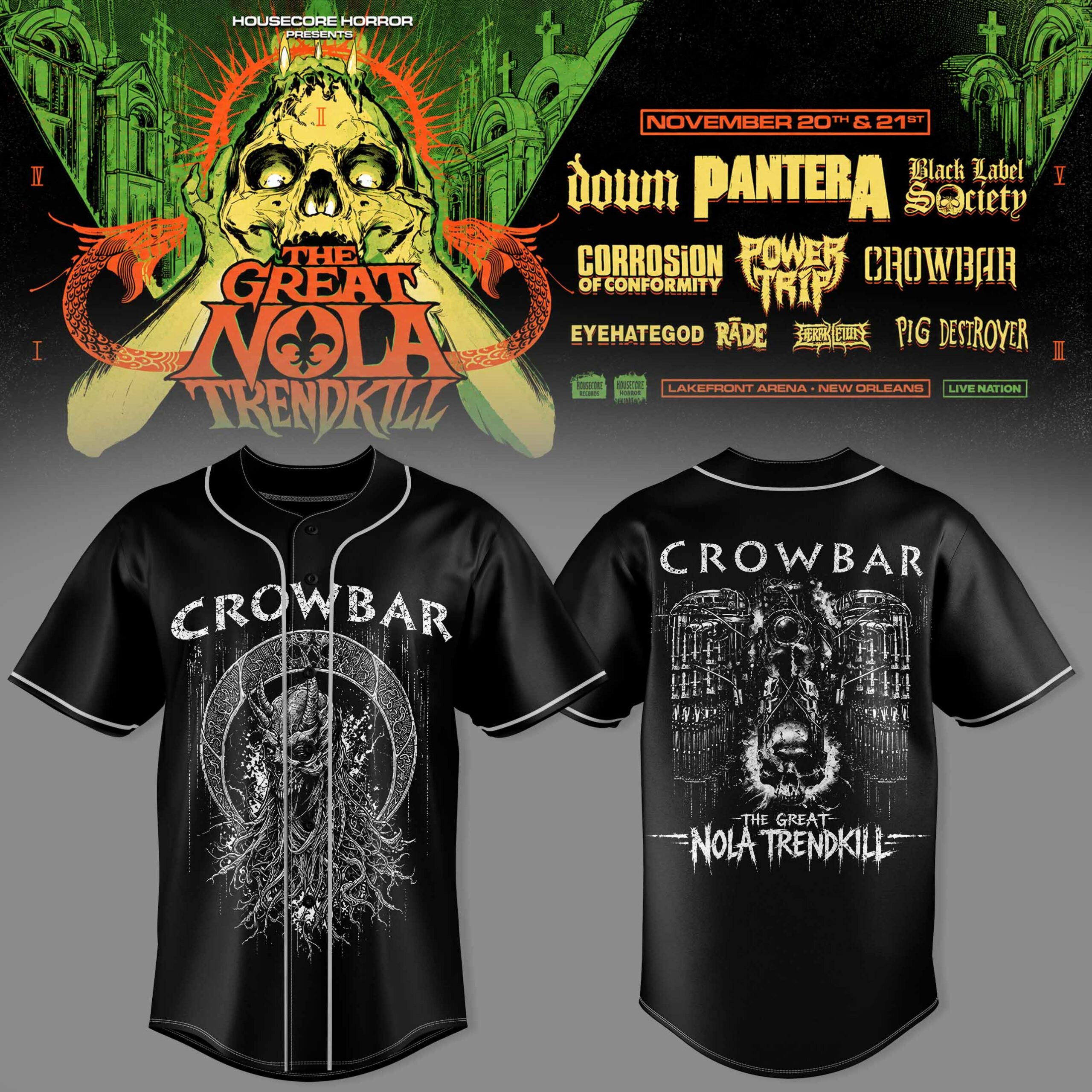 Crowbar The Great NOLA Trendkill Gothic Crowbar Skull Black Graphic Baseball Jersey 1 - Unicasport Crowbar The Great NOLA Trendkill Gothic Crowbar Skull Black Graphic Baseball Jersey