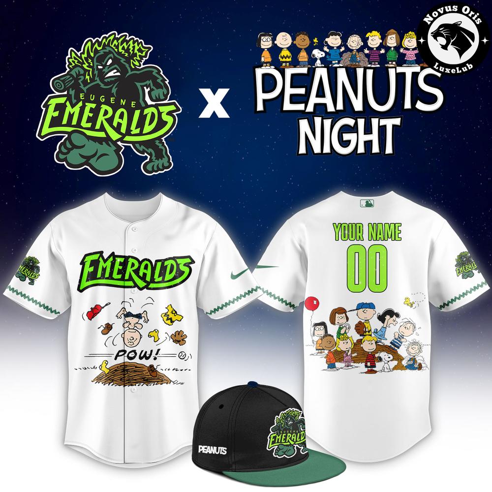 Custom Eugene Emeralds Peanuts Night Snoopy Baseball Jersey 1 - Unicasport Custom Eugene Emeralds Peanuts Night Snoopy Baseball Jersey