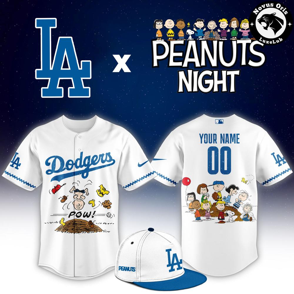 Custom Los Angeles Dodgers x Peanuts Night Snoopy Baseball Jersey Limited Edition 1 - Unicasport Custom Los Angeles Dodgers x Peanuts Night Snoopy Baseball Jersey Limited Edition