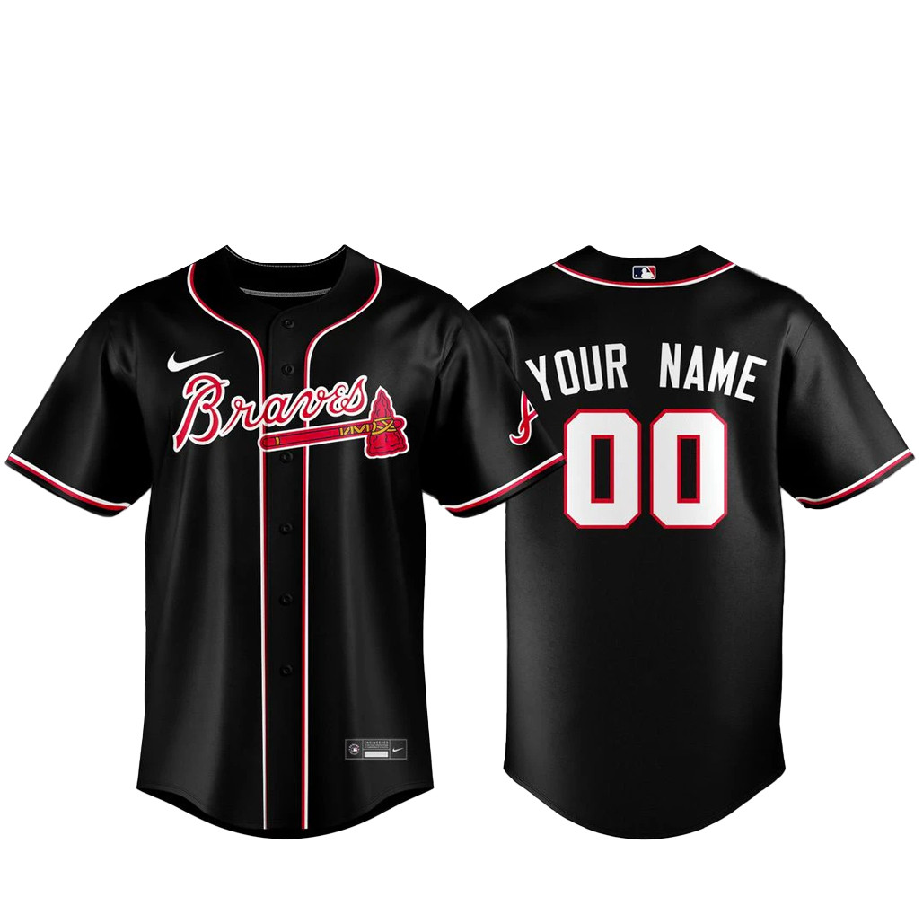 Custom Name & Number Atlanta Braves Black Out 2026 Baseball Jersey