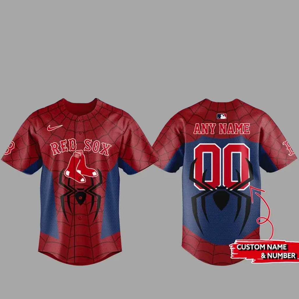 Custom Name & Number Boston Red Sox x Spider Man 2026 Baseball Jersey