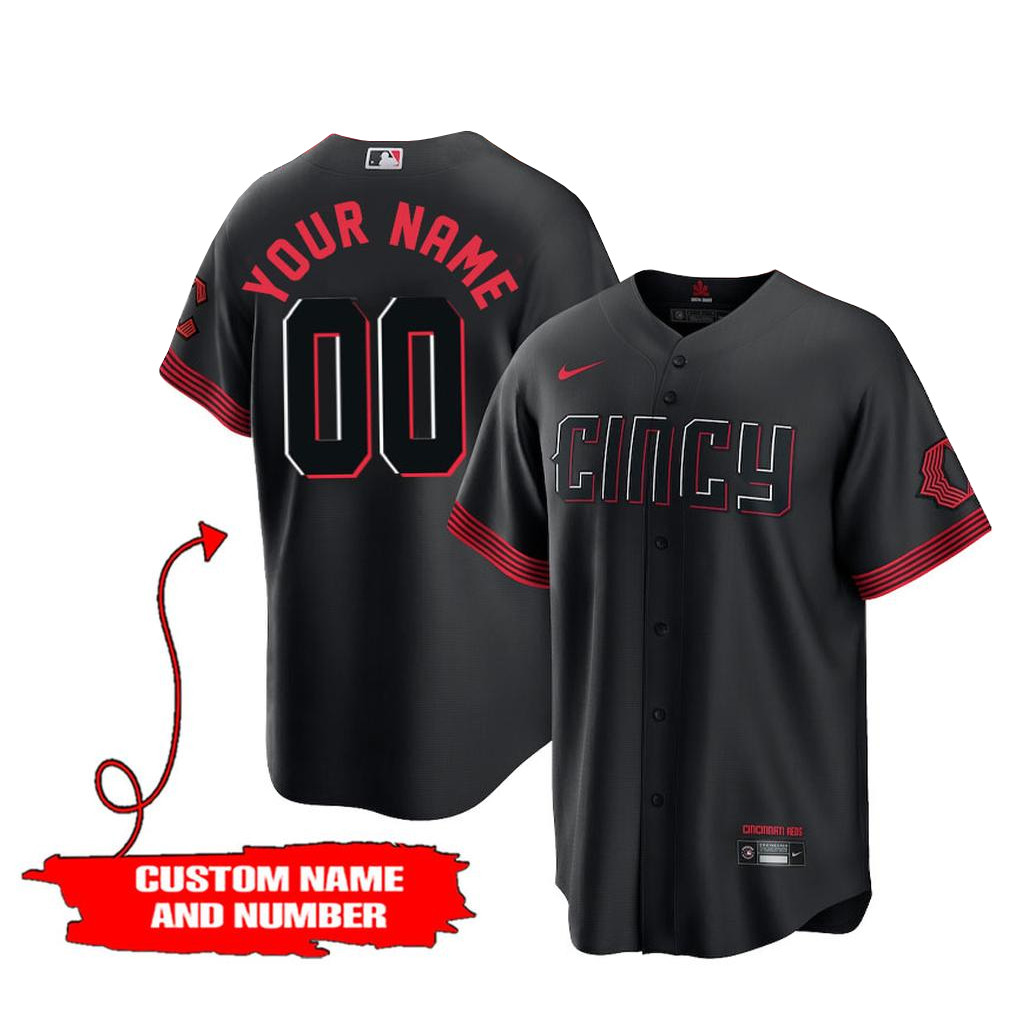 Custom Name & Number Cincinnati Reds City Connect 2026 Black Baseball Jersey