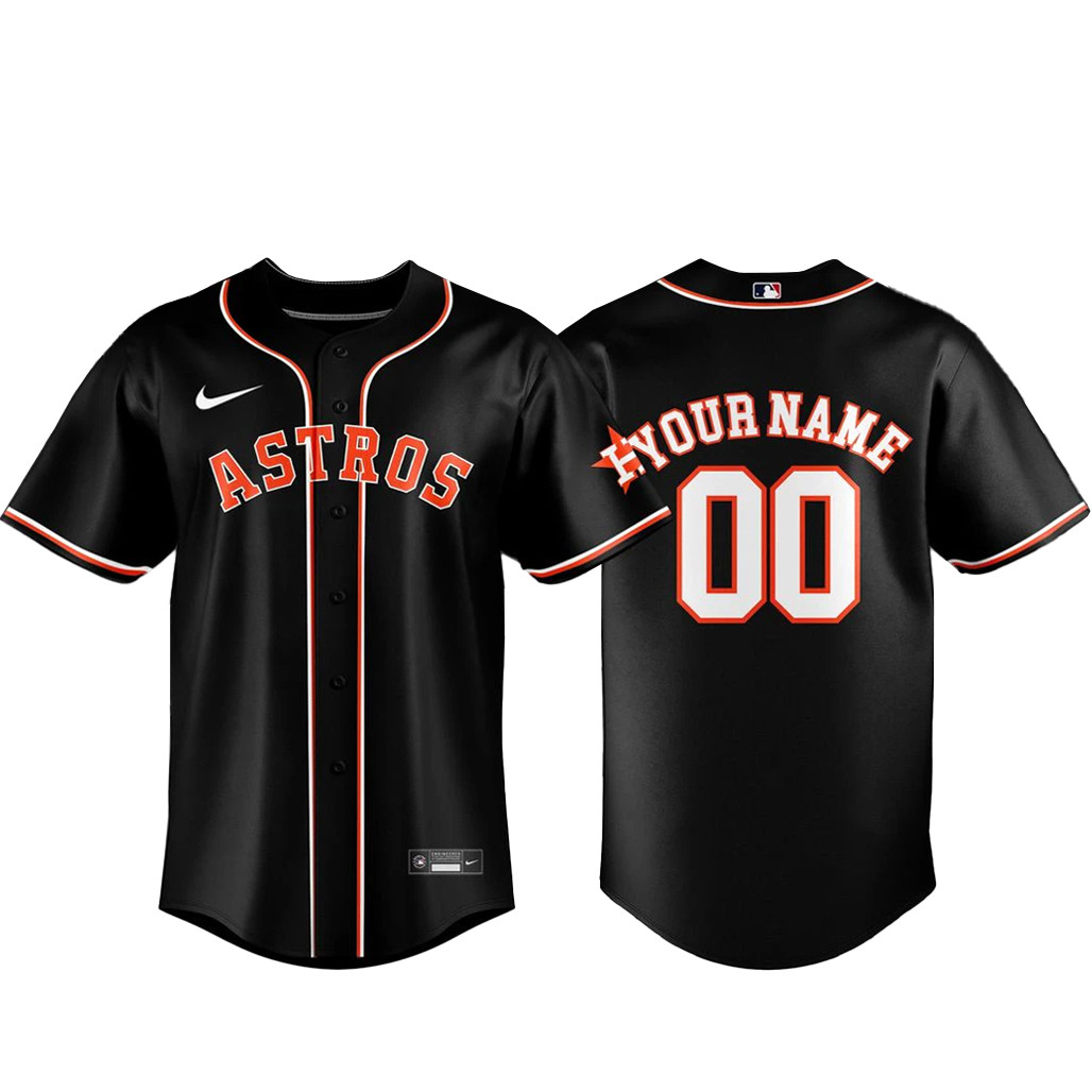 Custom Name & Number Houston Astros Black Out 2026 Baseball Jersey
