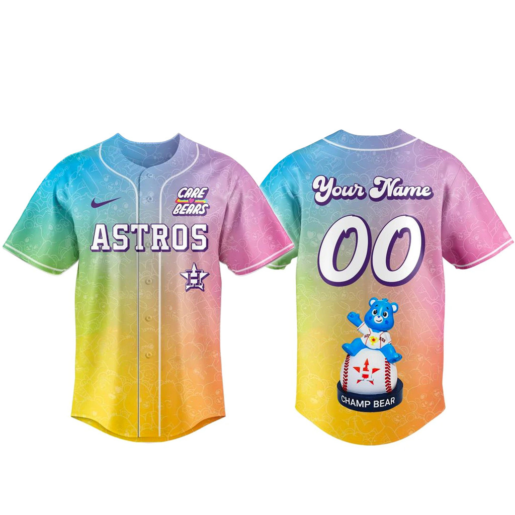 Custom Name & Number Houston Astros Care Bears Night 2026 Baseball Jersey