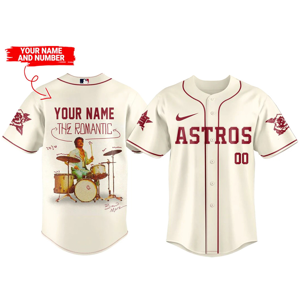 Custom Name & Number Houston Astros x Bruno Mars The Romantic Tour 2026 Baseball Jersey