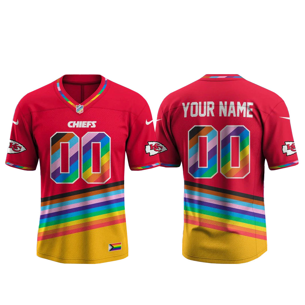 Custom Name & Number Kansas City Chiefs Happy Pride Month 2026 Football Jersey