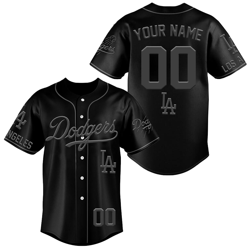 Custom Name & Number Los Angeles Dodgers 2026 Back To The Basics All Black Baseball Jersey