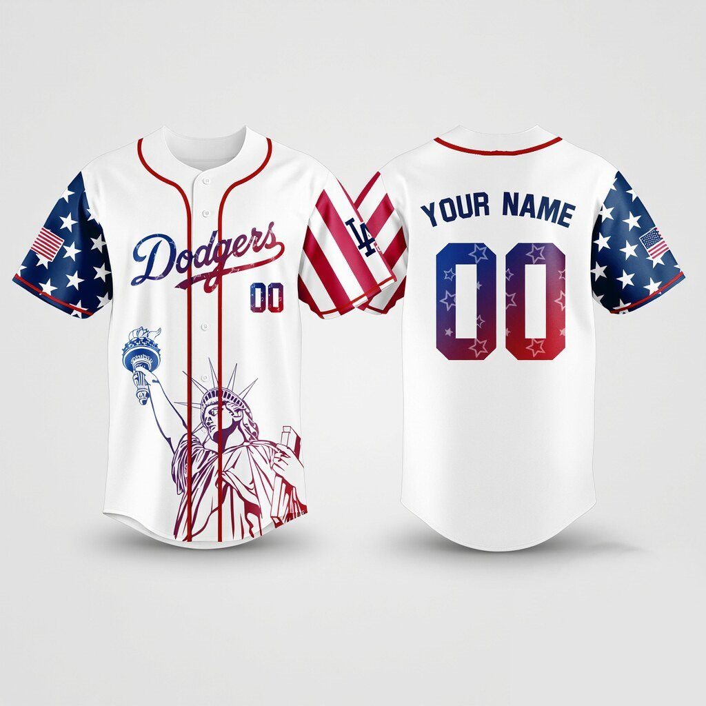 Custom Name & Number Los Angeles Dodgers 250 Years Of Freedom USA 1776 America Baseball Jersey