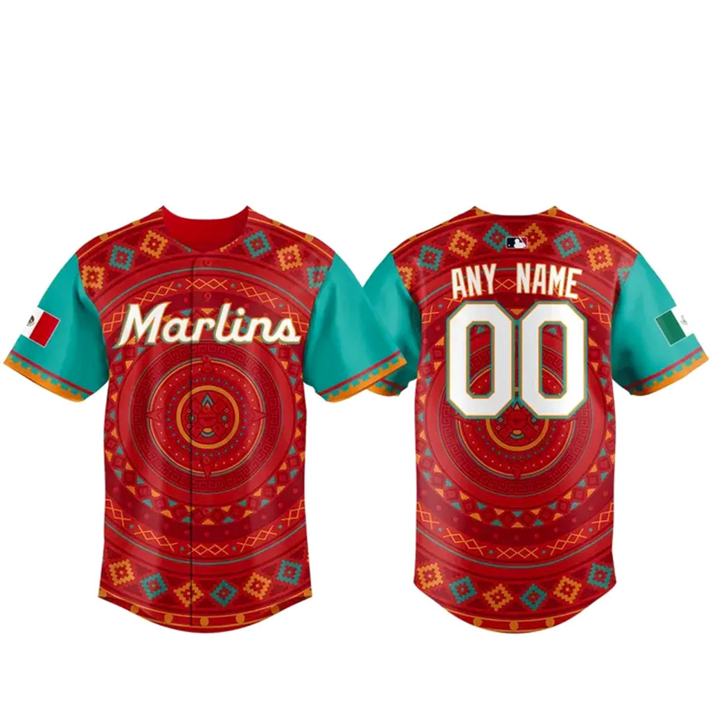 Custom Name & Number Miami Marlins Mexican Heritage 2026 Baseball Jersey