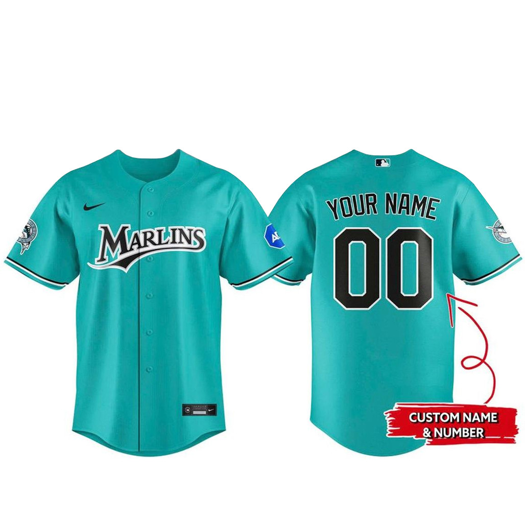 Custom Name & Number Miami Marlins Teal Night With Proud 2026 Baseball Jersey