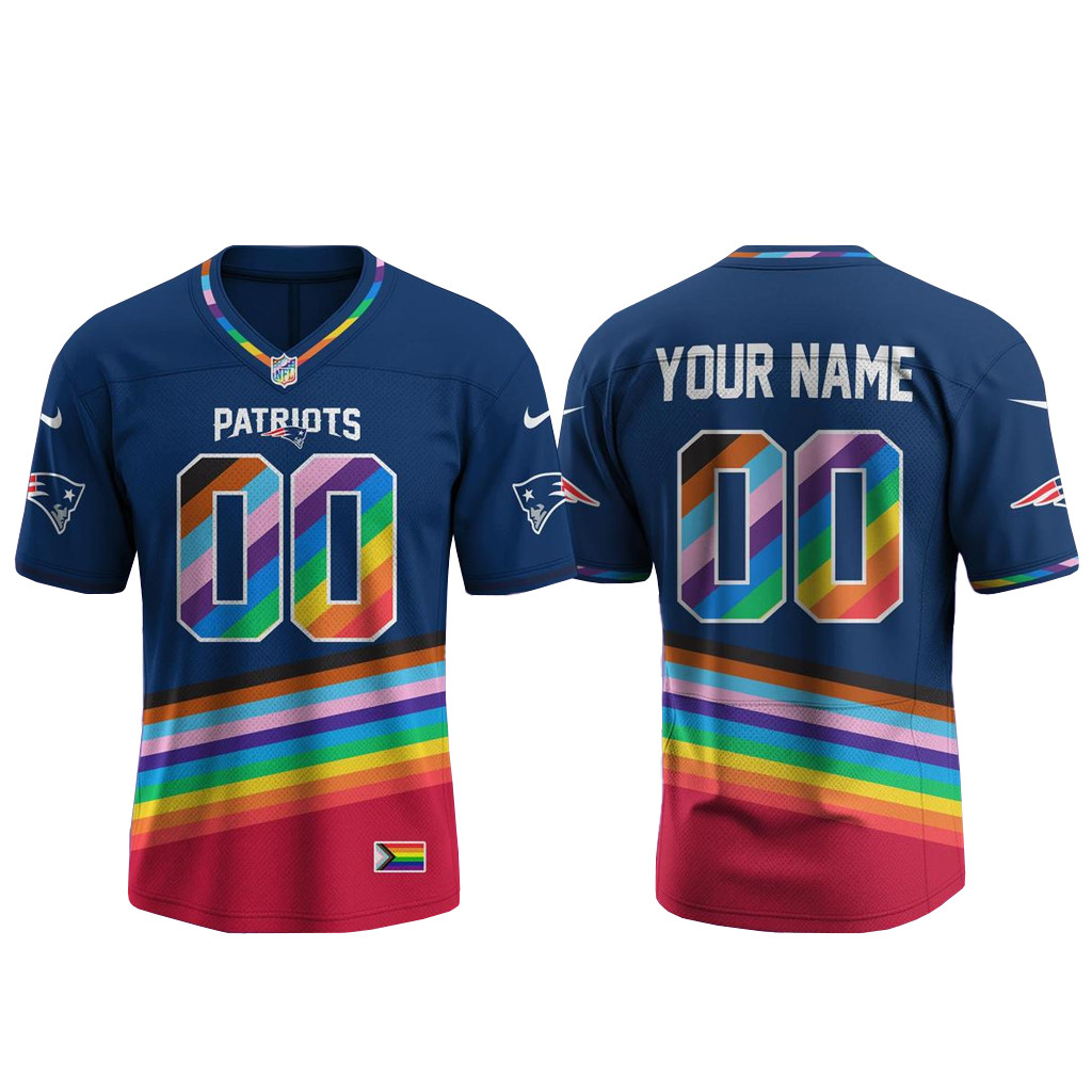 Custom Name & Number New England Patriots Happy Pride Month 2026 Football Jersey
