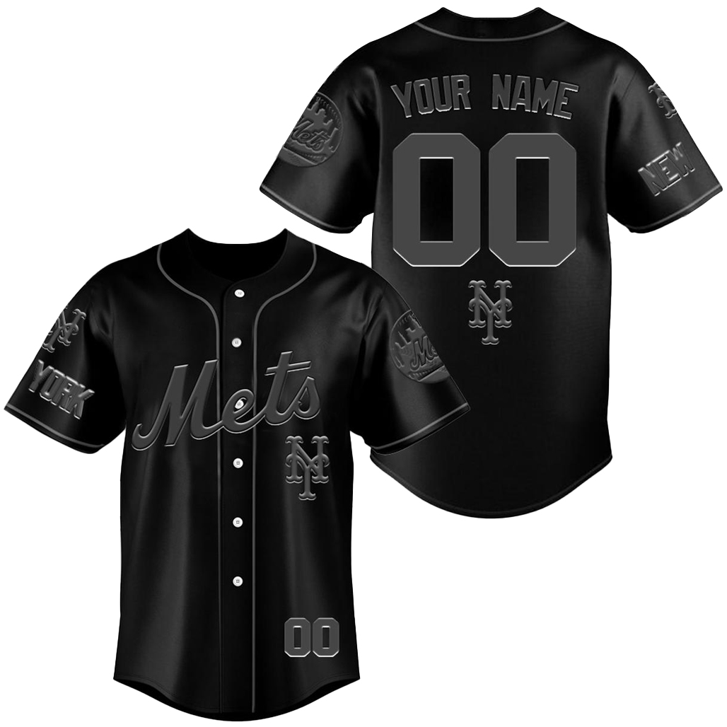 Custom Name & Number New York Mets 2026 Back To The Basics All Black Baseball Jersey