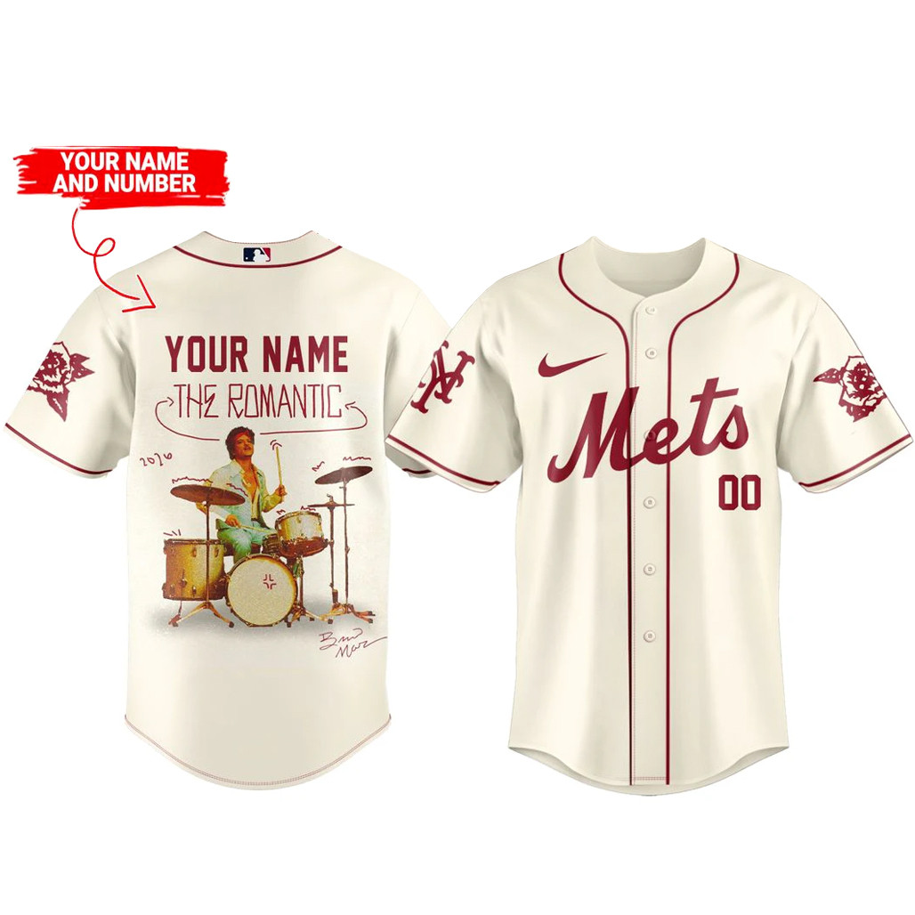 Custom Name & Number New York Mets x Bruno Mars The Romantic Tour 2026 Baseball Jersey