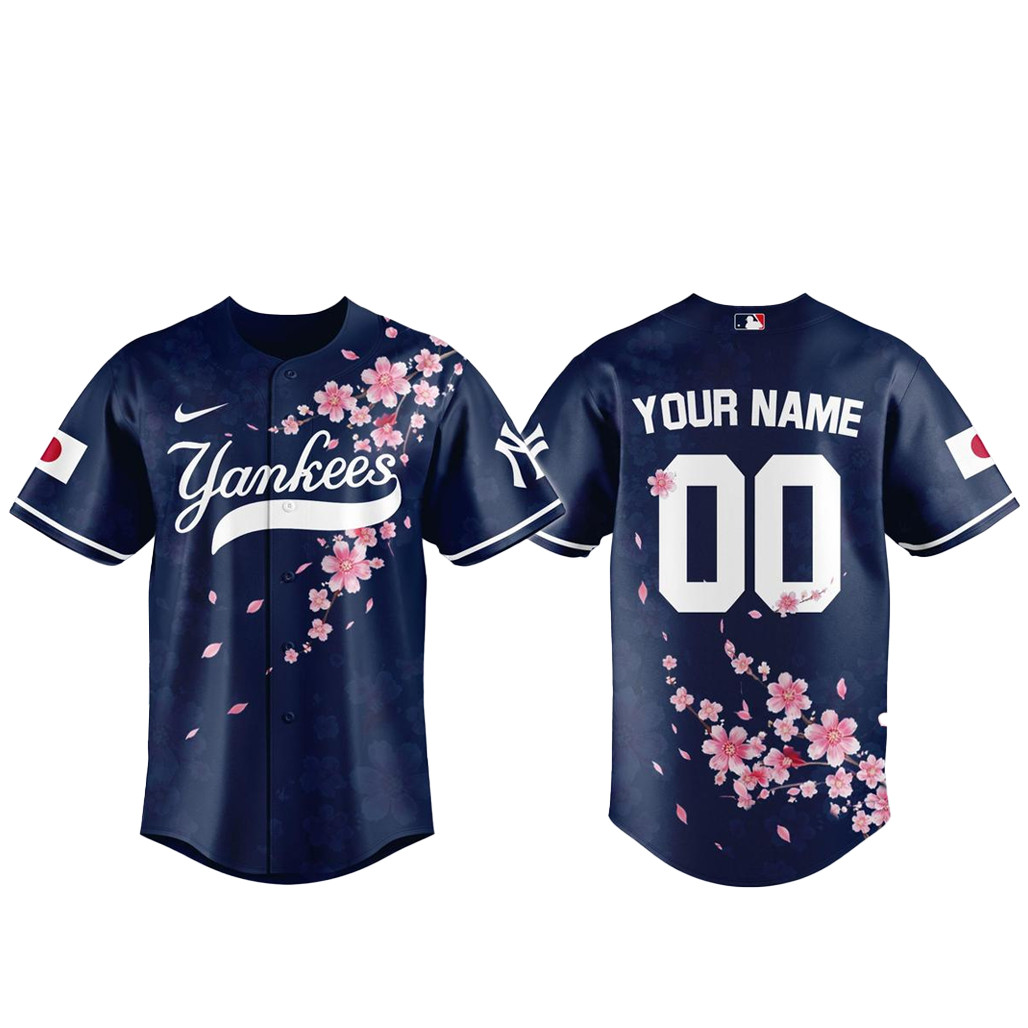 Custom Name & Number New York Yankees Japanese Heritage Night 2026 Sakura Bloom Baseball Jersey