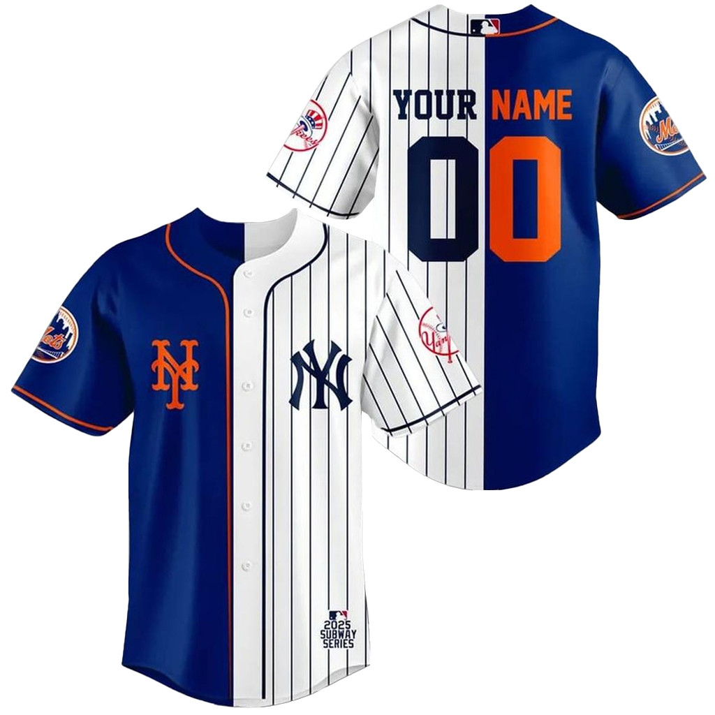 Custom Name & Number New York Yankees x New York Mets 2026 Subway Baseball Jersey