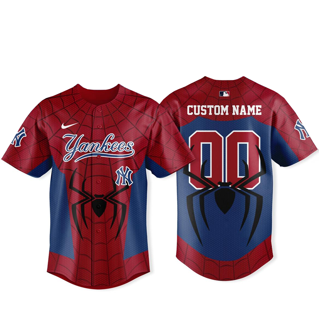 Custom Name & Number New York Yankees x Spider-Man Brand New Day 2026 Baseball Jersey