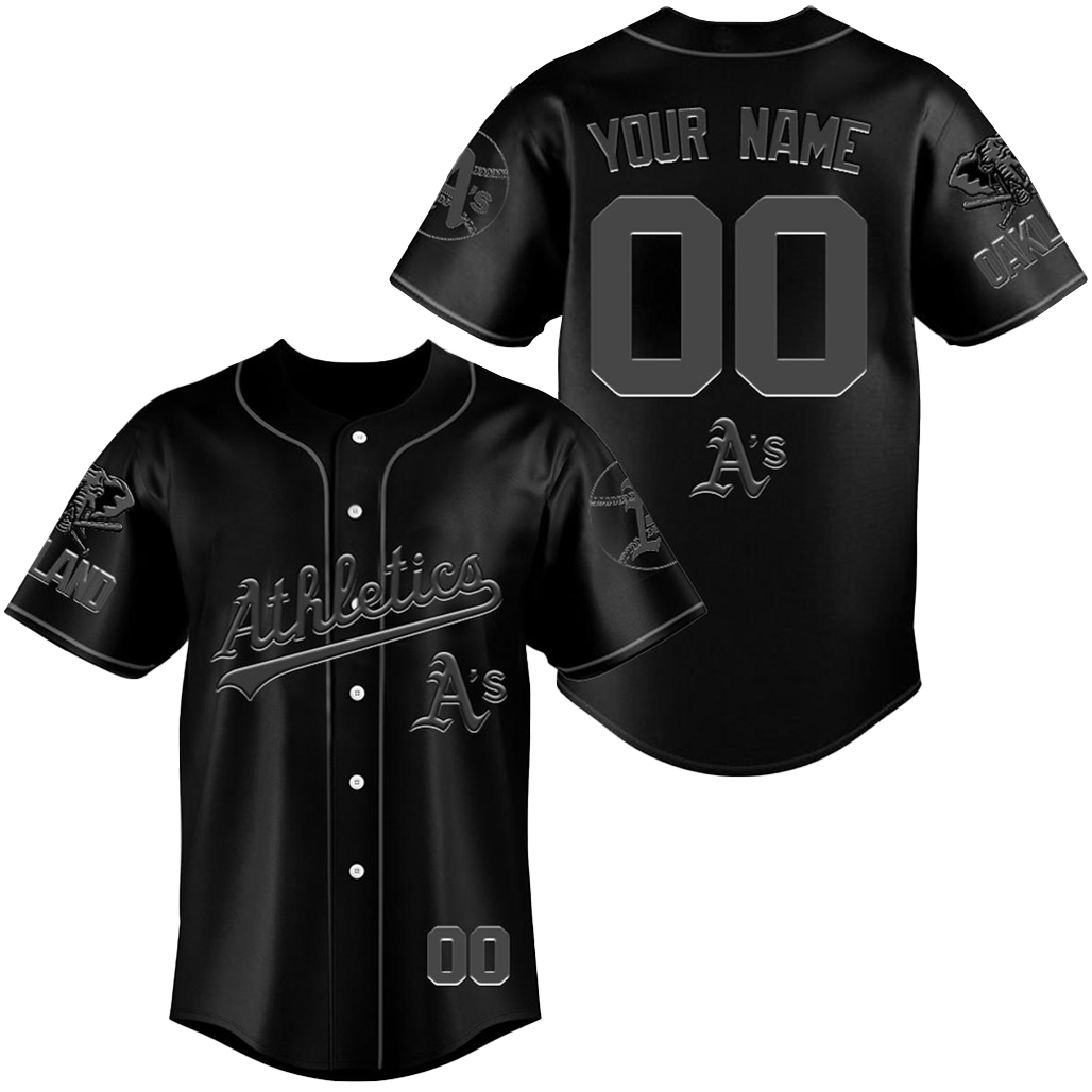 Custom Name & Number Oakland Athletics 2026 Back To The Basics All Black Baseball Jersey