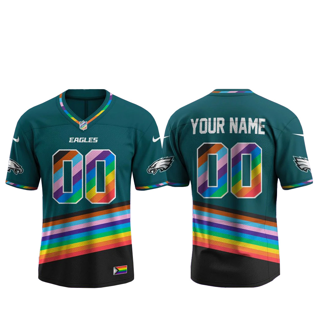 Custom Name & Number Philadelphia Eagles Happy Pride Month 2026 Football Jersey