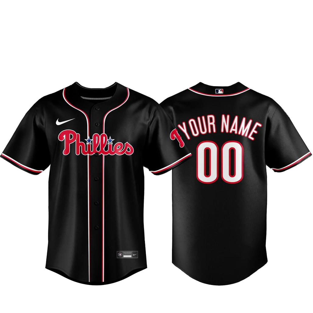 Custom Name & Number Philadelphia Phillies Black Out 2026 Baseball Jersey