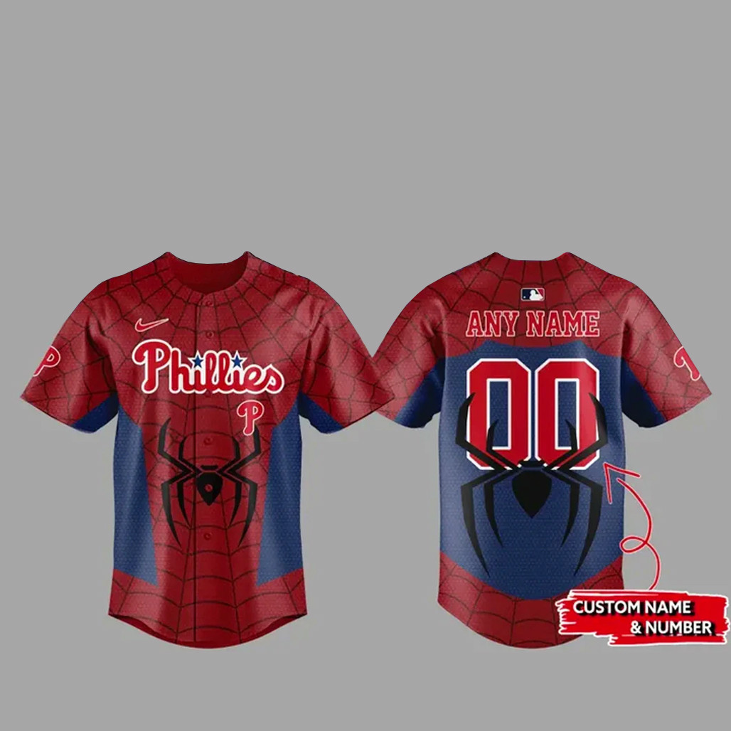 Custom Name & Number Philadelphia Phillies x Spider Man 2026 Baseball Jersey