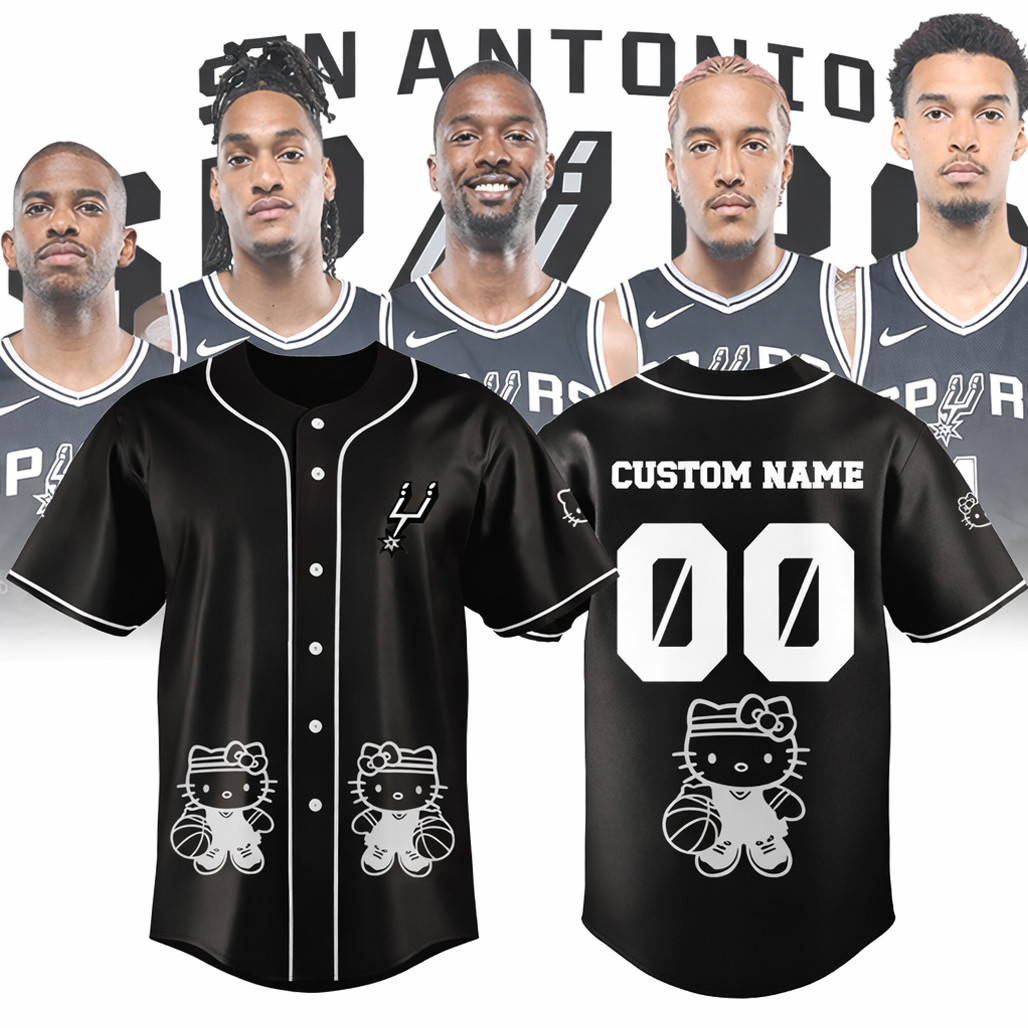 Custom Name & Number San Antonio Spurs Hello Kitty Night 2026 Baseball Jersey