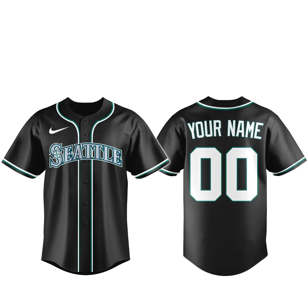 Custom Name & Number Seattle Mariners Blackout Built For The Night 2026 Baseball Jersey