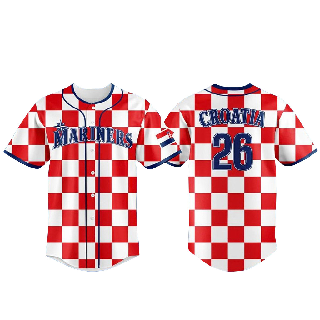 Custom Name & Number Seattle Mariners Croatian Heritage Night 2026 Baseball Jersey