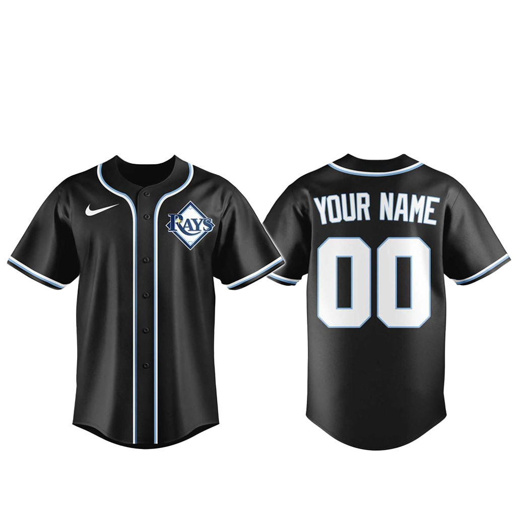 Custom Name & Number Tampa Bay Rays Blackout Built For The Night 2026 Baseball Jersey
