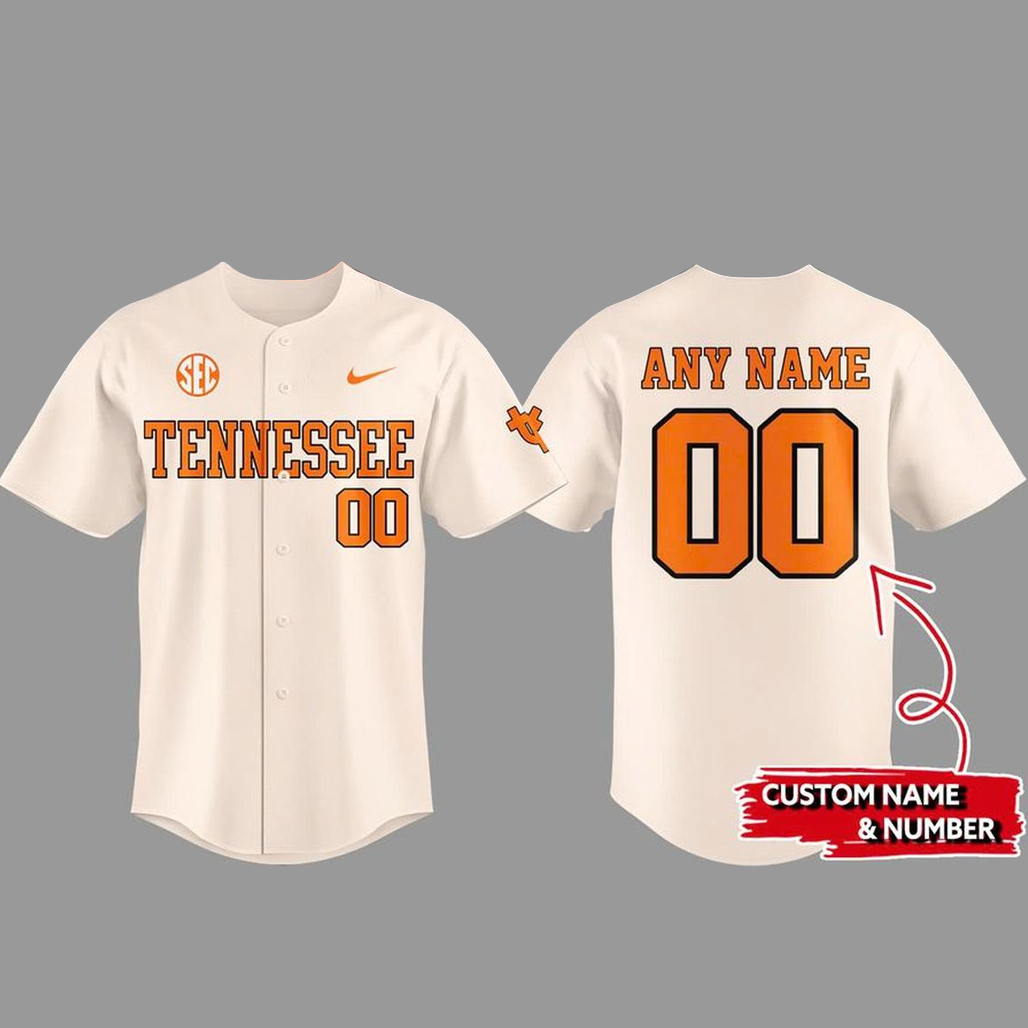 Custom Name & Number Tennessee Volunteers Creamy Uniform 2026 Baseball Jersey