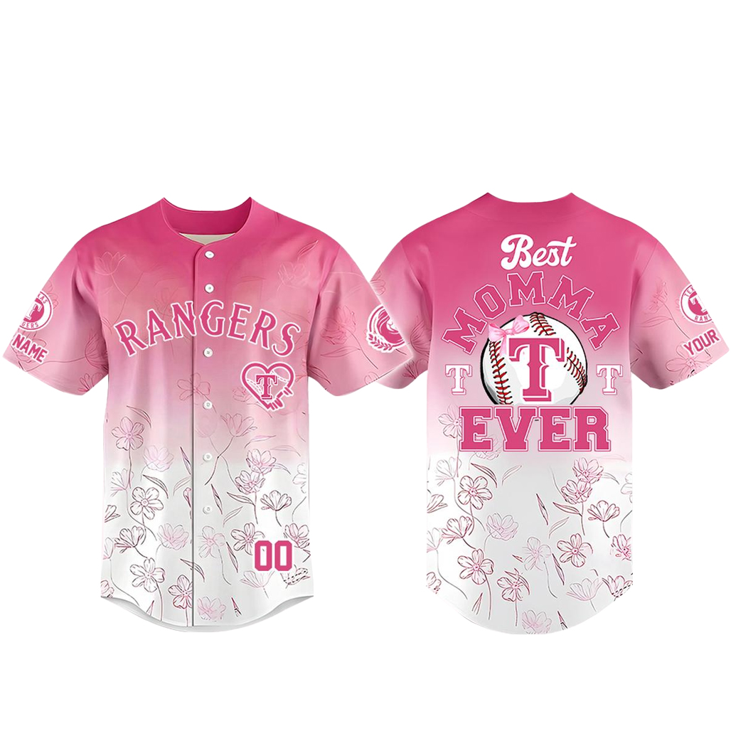 Custom Name & Number Texas Rangers Happy Mothers Day 2026 Best Momma Ever Baseball Jersey