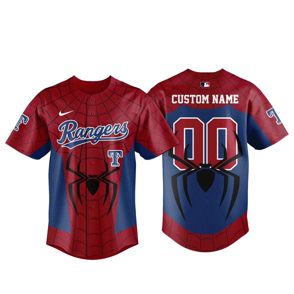 Custom Name & Number Texas Rangers Spider-Man Brand New Day 2026 Baseball Jersey