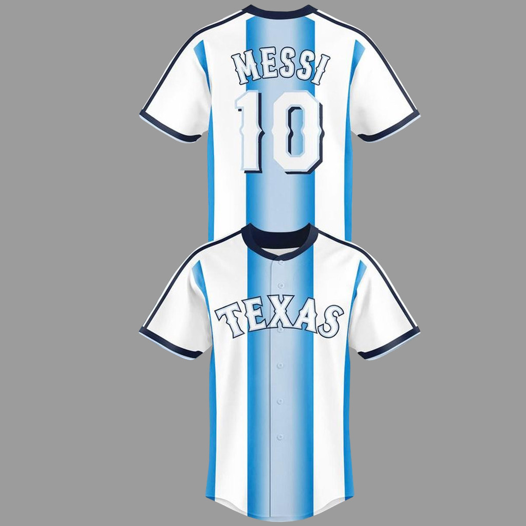 Custom Name & Number Texas Rangers x Argentina National Soccer Team 2026 Baseball Jersey