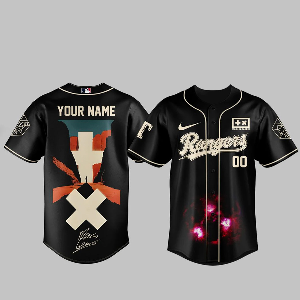 Custom Name & Number Texas Rangers x Martin Garrix Americas Tour 2026 Baseball Jersey