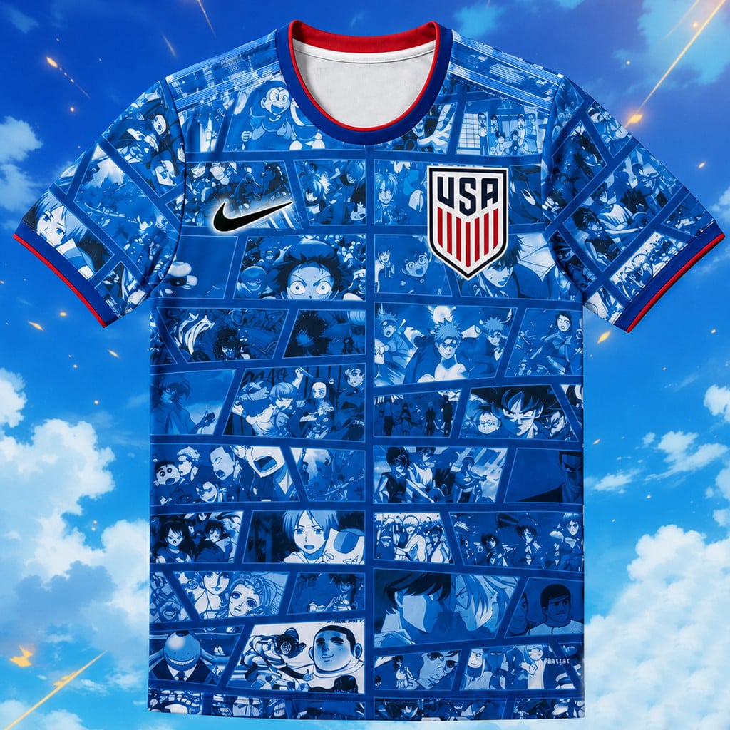 Custom Name & Number USA Soccer Team x Anime 2026 Soccer Jersey