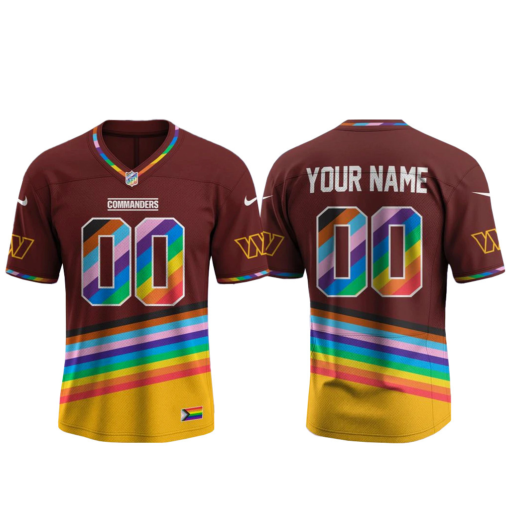 Custom Name & Number Washington Commanders Happy Pride Month 2026 Football Jersey
