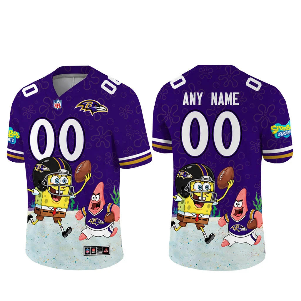 Baltimore Ravens x SpongeBob SquarePants 2026 Custom Name Number Football Jersey 1 - Unicasport Baltimore Ravens x SpongeBob SquarePants 2026 Custom Name Number Football Jersey