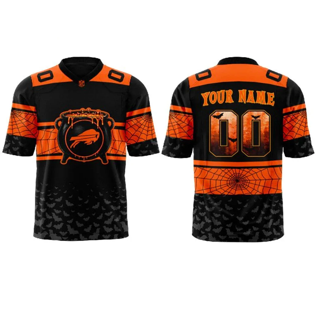 Buffalo Bills Happy Halloween Day 2026 Custom Name Number Football Jersey 1 - Unicasport Buffalo Bills Happy Halloween Day 2026 Custom Name Number Football Jersey