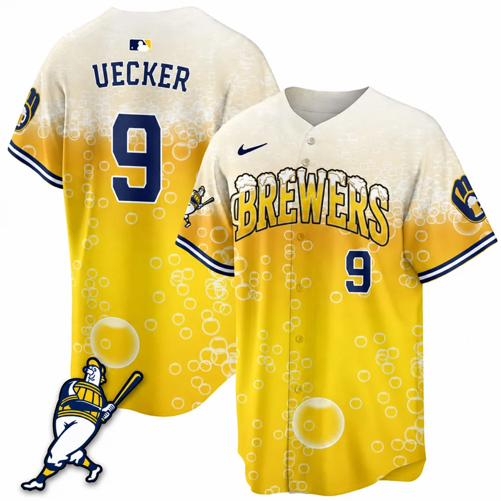 Milwaukee Brewers Pitcher And Pint Custom Name Number Baseball Jersey 1 - Unicasport Milwaukee Brewers Pitcher And Pint Custom Name Number Baseball Jersey