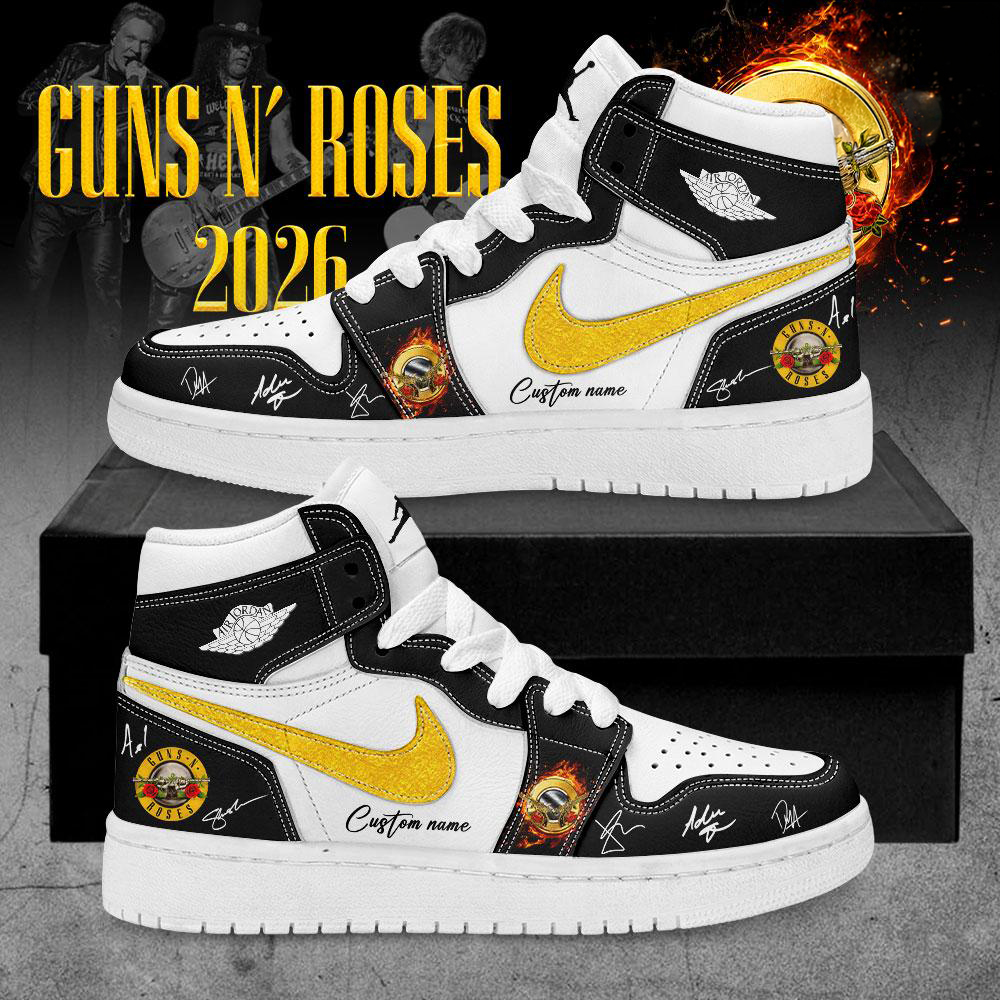 Custom Name Guns N Roses Black and White Classic Rock Sneakers