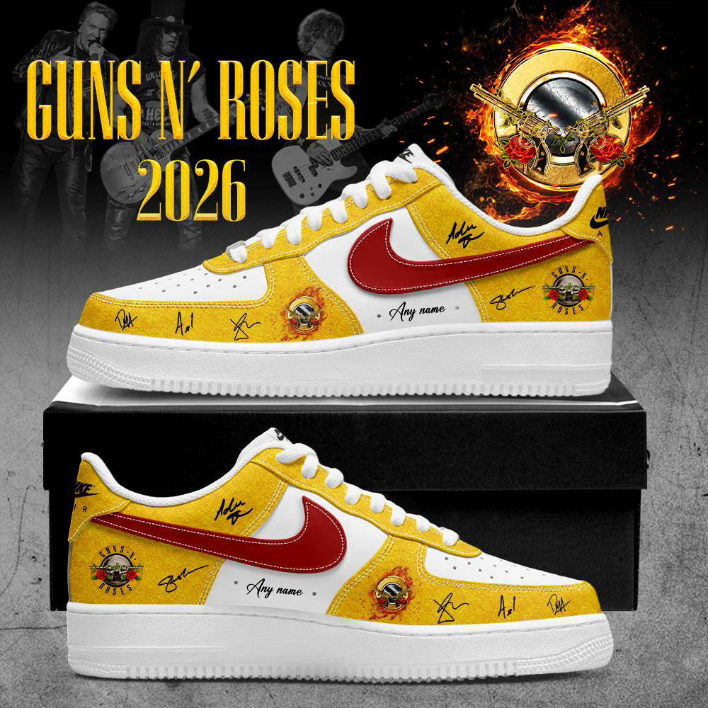 Custom Name Guns N Roses Red and Yellow Tour Shoes