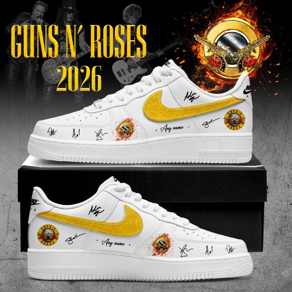 Custom Name Guns N Roses White and Yellow Concert Sneakers