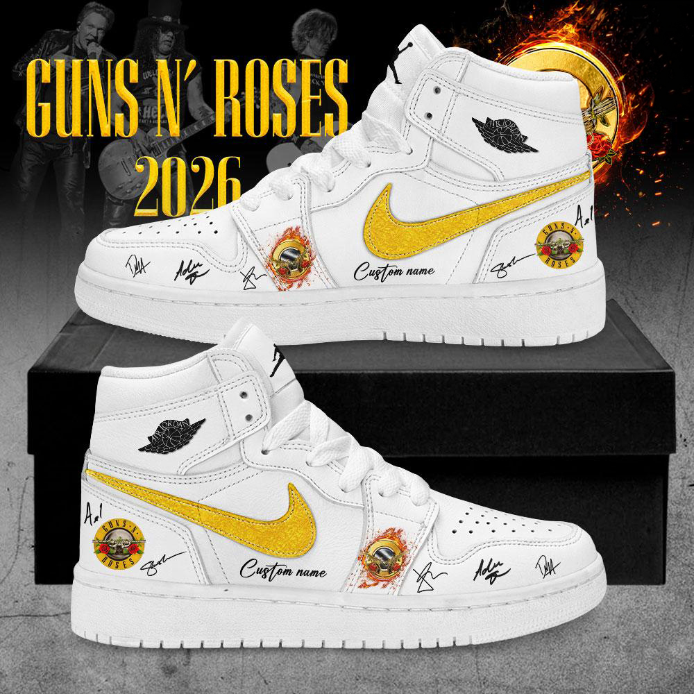 Custom Name Guns N Roses White Personalized Band Sneakers