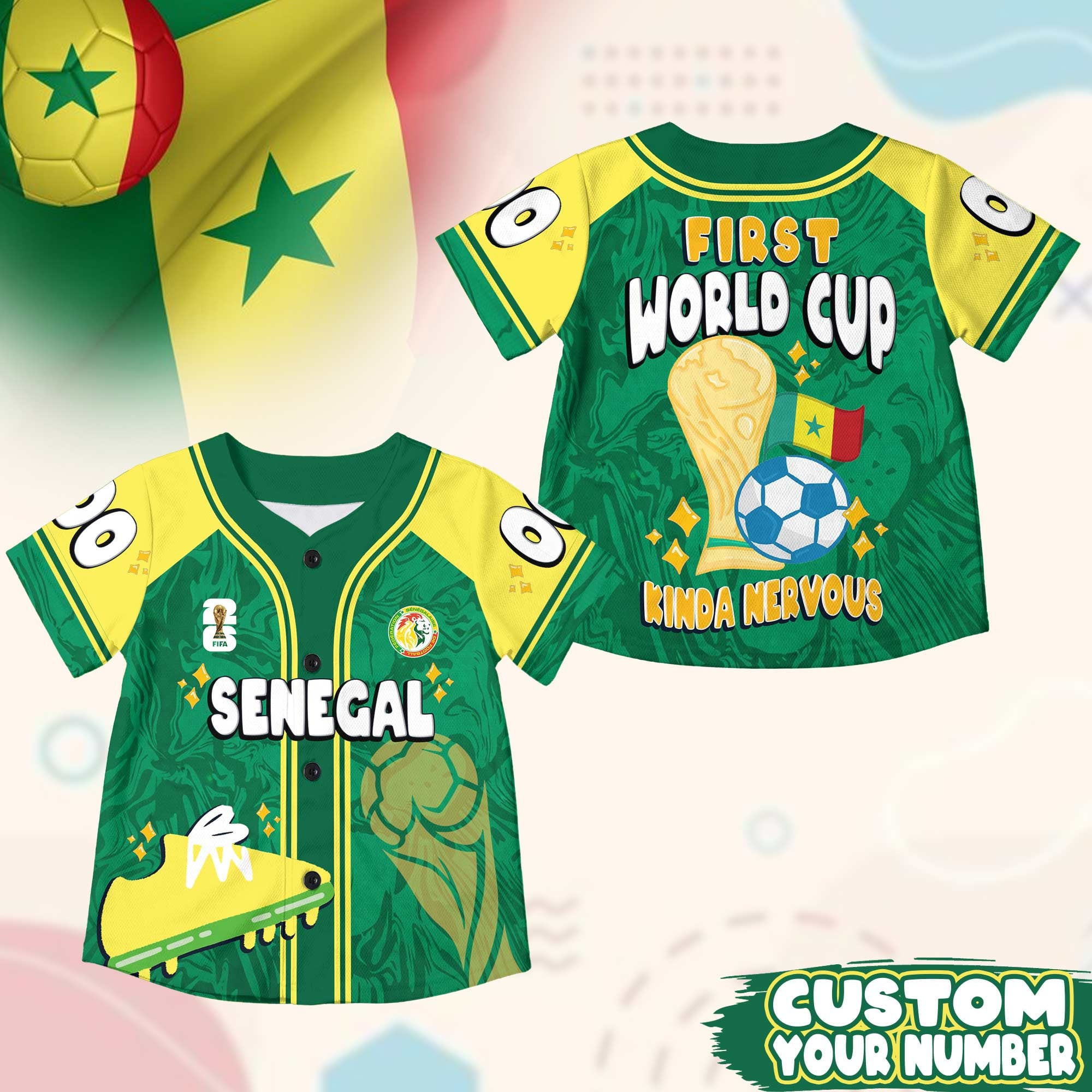 Custom Name Senegal World Soccer 2026 Baseball Jersey