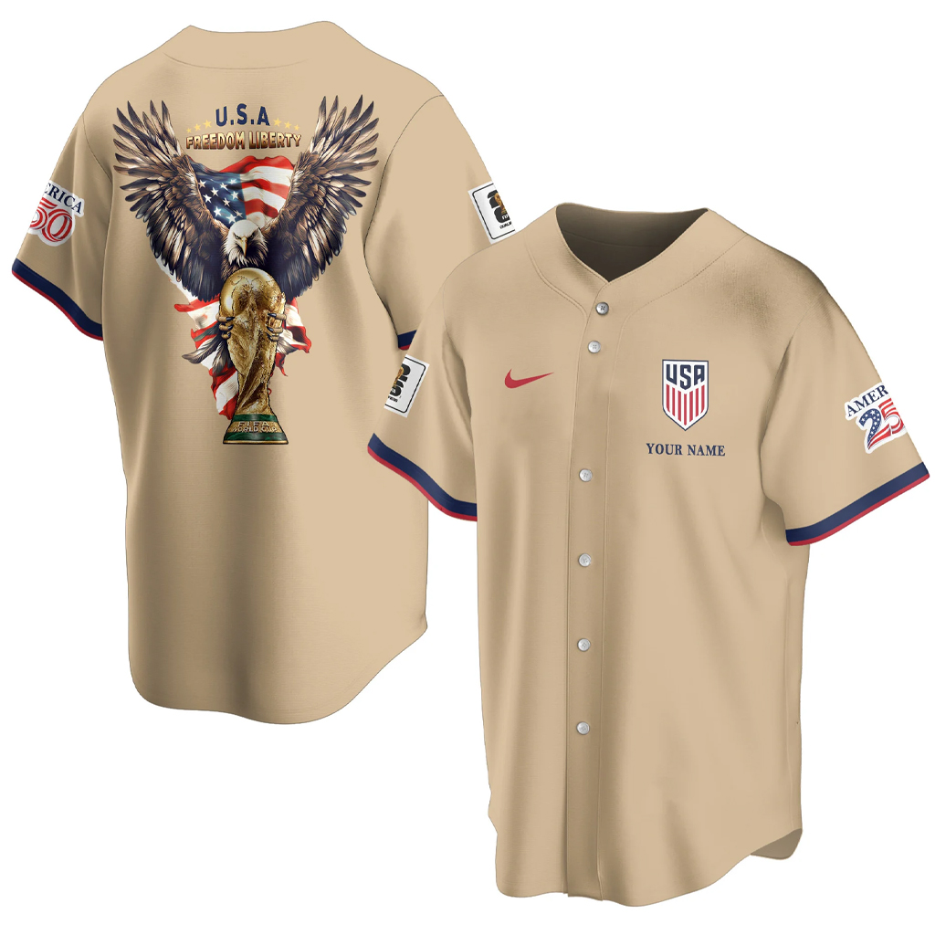 Custom Name USA Global Soccer Event 2026 Patriotic Eagle America 250 Sand Baseball Jersey
