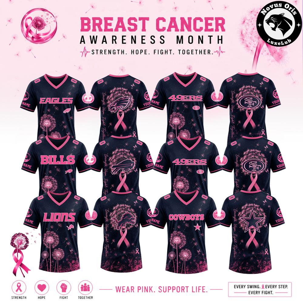 Custom NFL Breast Cancer Awareness Dandelion of Hope Jersey 1 - Unicasport Custom NFL Breast Cancer Awareness Dandelion of Hope Jersey